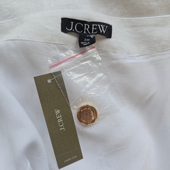 R J.Crew White Button Down Claudia Linen Dress NWT Size 3X Above Knee Sheath - Picture 10 of 11